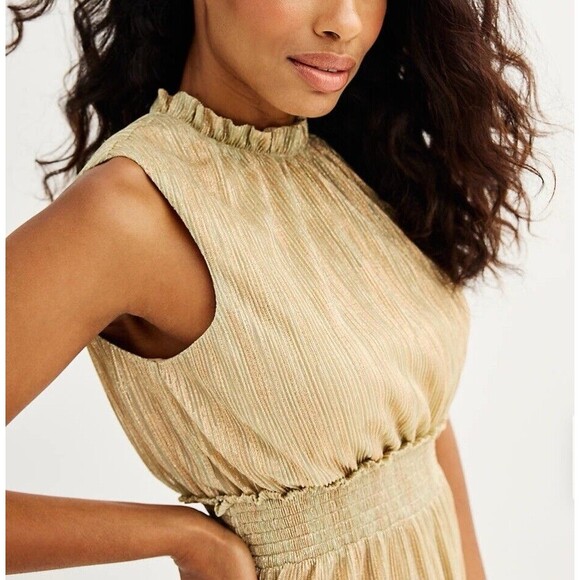 NEW Draper James RSVP Sleeveless Tiered Dress Gold Party Elastic Waist - Picture 5 of 17